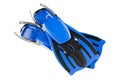 Blue Snorkel Fins, Diving Fins, Flippers for Snorkeling, Swimming Fins, Adjustable Flipper Fins. 3D rendering