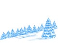 Blue snow-covered Christmas trees on a white background Royalty Free Stock Photo