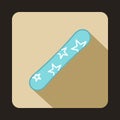 Blue snowboard icon in flat style Royalty Free Stock Photo