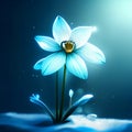 Blue snowdrop on a dark background. 3d rendering, 3d illustration. AI Generated