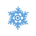 Blue snowflake crystal flat design for logo, icon or illustration