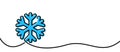 Blue snowflake drawn by single line Royalty Free Stock Photo