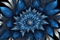 Blue snowflake flower, Fractal mandala Royalty Free Stock Photo