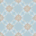 Blue Snowflake Lattice Seamless Repeat Pattern Vector Print