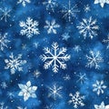 Blue Snowflake Pattern on Watercolor Background Royalty Free Stock Photo
