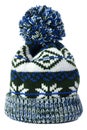 Blue snowflake pattern winter ski bobble hat isolated white Royalty Free Stock Photo