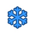 Blue snowflake pictogram, icon isolated on a white background. Royalty Free Stock Photo