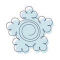 Blue snowflake with single continuous line outline. Royalty Free Stock Photo
