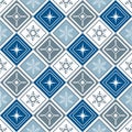 Seamless blue snowflakes and diamonds Royalty Free Stock Photo
