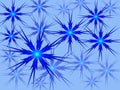 Blue snowflakes on a blue background. Vector image.