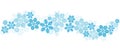 Blue Snowflakes Border on White, stock vector illustration Royalty Free Stock Photo