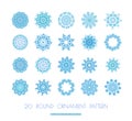 Blue snowflakes, fractals or mandala. Royalty Free Stock Photo