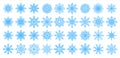 Blue snowflakes icons. Christmas and New Year decor for banners, postcards and greetings. Xmas presents wrapping paper