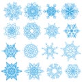 Blue snowflakes isolated set on white. EPS 10