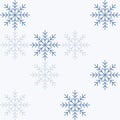Blue snowflakes for New Year\'s packaging, seamless geometric pattern for Christmas and New Year. Royalty Free Stock Photo