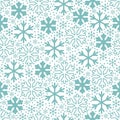 Blue snowflakes on white background. Christmas vector pattern