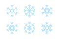 Blue snowflakes on white background. Blue snowflakes vector set. Isolated vector. Window frozen glass ice. Flat design. Christmas Royalty Free Stock Photo