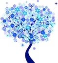 Blue Snowflakes Winter Tree Illustrations