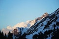 Blue Snowy Mountain Peaks with Clouds in Lec, Austria Royalty Free Stock Photo