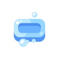 Blue soap bar with bubbles illustration. Hygiene flat icon Royalty Free Stock Photo