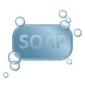 Blue soap with bubbles icon symbol wash hands