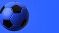 Blue soccer ball on blue text space.