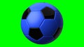Blue soccer ball on green chroma key background.