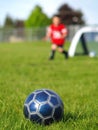 Blue Soccer Ball and Players Royalty Free Stock Photo