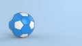 Blue soccer plastic leather metal fabric ball isolated on black background. Football 3d render illlustration Royalty Free Stock Photo