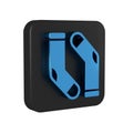 Blue Socks icon isolated on transparent background. Black square button.