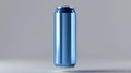 Blue soda can in the air on gray background. Minimalist design for futuristic advertising. AIG53M