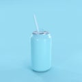 Blue soda can Mockup minimal concept Royalty Free Stock Photo