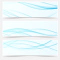 Blue soft futuristic elegant swoosh wave line banners collection Royalty Free Stock Photo