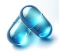 Blue soft gel capsules, isolated Royalty Free Stock Photo