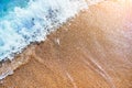 Blue soft waves roll on the Golden sand. Royalty Free Stock Photo