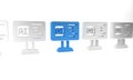 Blue Software, web developer programming code icon isolated on white background. Javascript computer script random parts Royalty Free Stock Photo