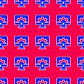 Blue Software, web development, programming concept icon isolated seamless pattern on red background. Programming Royalty Free Stock Photo