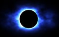 Blue Solar Eclipse Sun Light Glowing in Universe. Total Eclipse Lunar With Sun Shine Energy Royalty Free Stock Photo