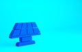 Blue Solar energy panel icon isolated on blue background. Minimalism concept. 3d illustration 3D render Royalty Free Stock Photo