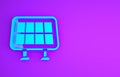 Blue Solar energy panel icon isolated on purple background. Minimalism concept. 3d illustration 3D render Royalty Free Stock Photo