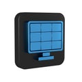 Blue Solar energy panel icon isolated on transparent background. Black square button. Royalty Free Stock Photo