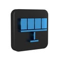 Blue Solar energy panel icon isolated on transparent background. Black square button. Royalty Free Stock Photo