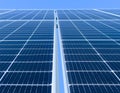 Blue Solar panel background texture. Solar panels pattern for sustainable energy over blue sky. Renewable solar energy.
