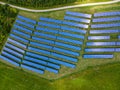 Blue solar panels. Photovoltaic modules for renewable energy. Aerial view of Solar panel. Alternative electricity source. Royalty Free Stock Photo