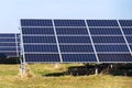 Blue solar panels photovoltaics power station, future innovation energy concept Royalty Free Stock Photo