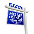 Blue Sold Home for Sale Real Estate Sign on White Royalty Free Stock Photo