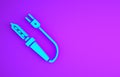 Blue Soldering iron icon isolated on purple background. Minimalism concept. 3d illustration 3D render
