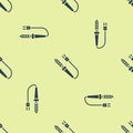 Blue Soldering iron icon isolated seamless pattern on yellow background. Vector