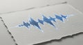 Blue sound wave visualized on textured paper, representing audio signal and data Royalty Free Stock Photo