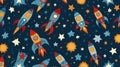 blue space background for fabric with robots white constellation on fabric